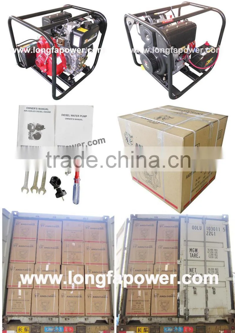 High volume water transfer diesel engine pump fire fighting electric start