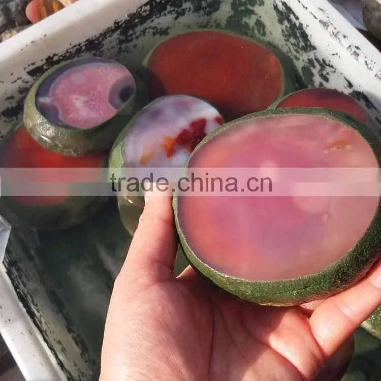 beautiful natural Amazing water bile agate geode with native water inside red agate stone