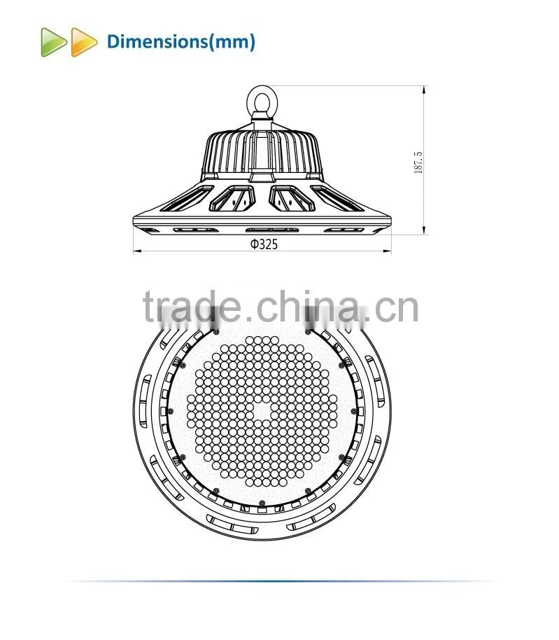 160W IP65 outdoor UFO high bay light with Taiwan Mean Well Driver