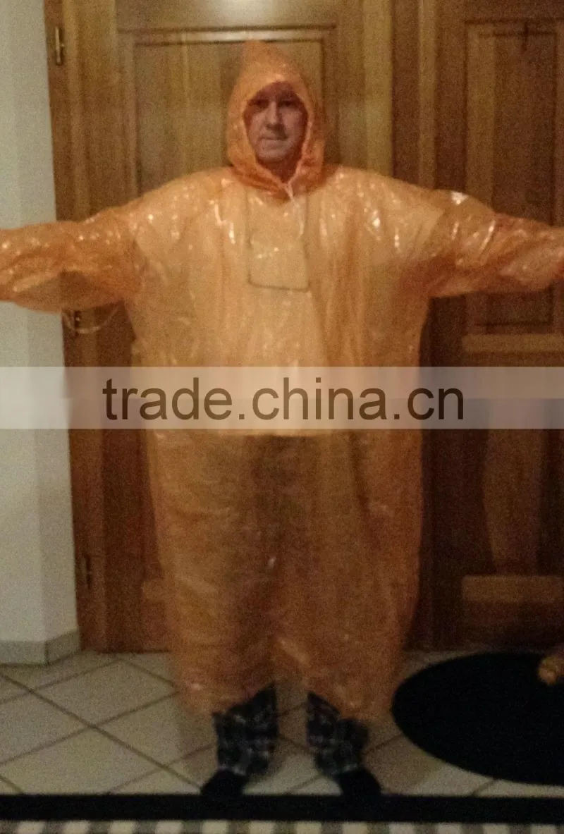 one time disposable pocket raincoat with promotional stocking