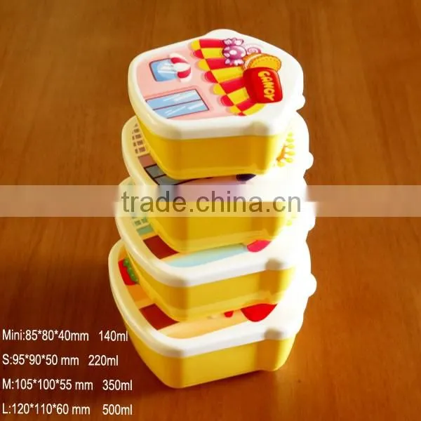 Gift Idea Cute Cartoon Kids Food Storage Container Set, set of 4