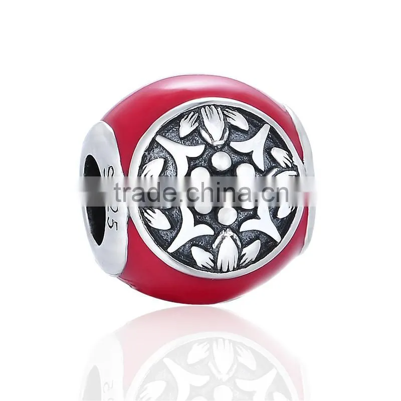 925 Sterling Silver Red Enamel Charms Wholesale Jewelry