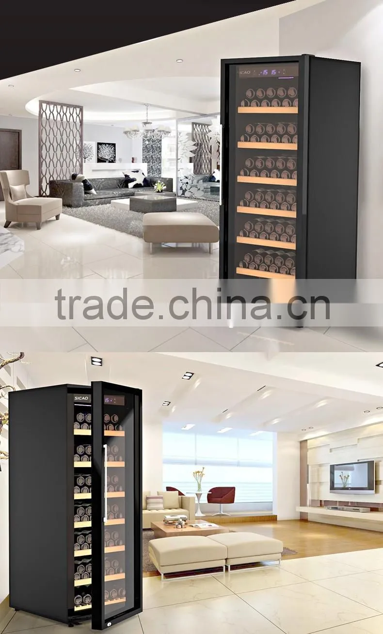 SICAO New Compressor Wine Cellar Cooler double layer glass door Wine Refrigerators with AC100~240V