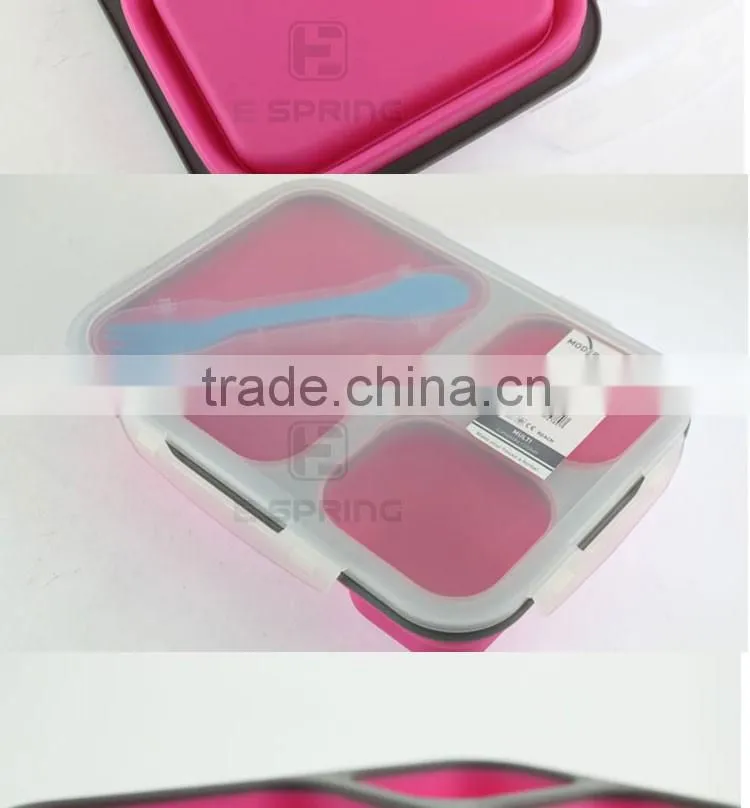3 Compartments Microwave Bento Lunch Box Set For Kids Multifunctional Lunchbox