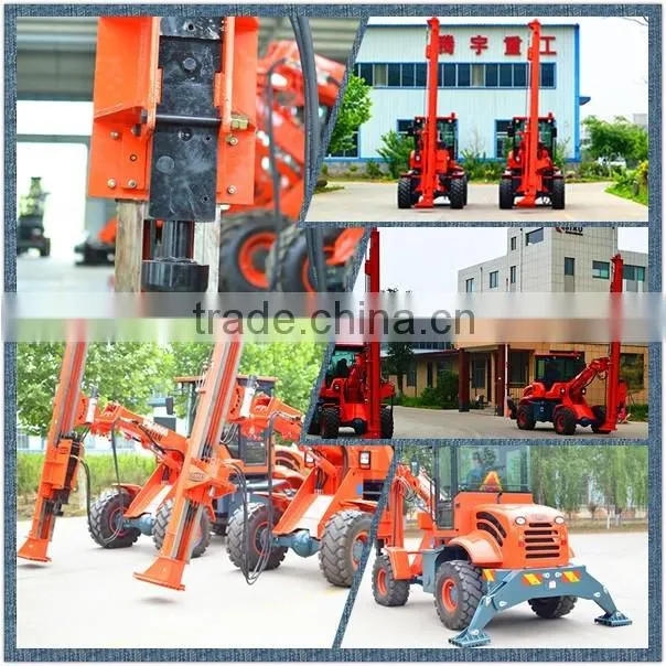 pile driver with quick coupling of hammer or screw driving head