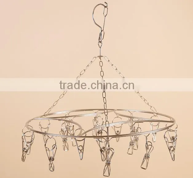 Clips Stainless Steel Clothes Hanger and Stainless steel Sock Hanger with 20 clips /stainless steel clothes rack