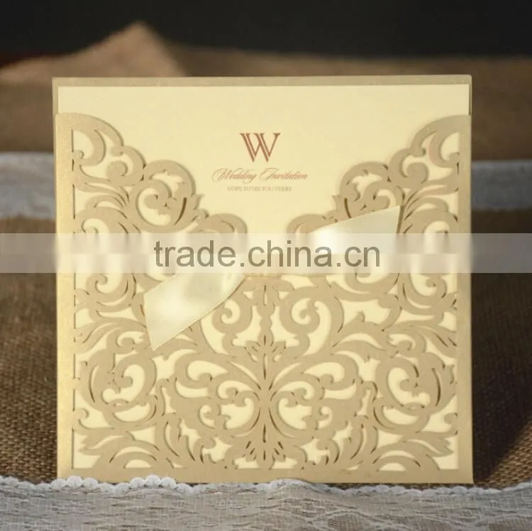Personalised wedding invitations high quality wedding invitation card with ribbon