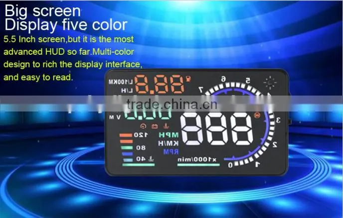Car styling Universal Car hud head up display A8 5.5" GPS speedometer Smart Digital car speedometer OBD2 Interface