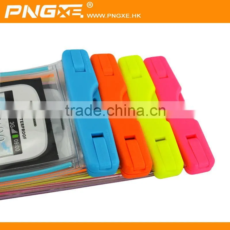 2015 new design 6m deepth available eco-friendly pvc waterproof cell phone bag with rope