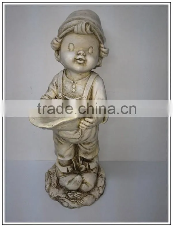 Magnesia garden decoration children statues with garden pot