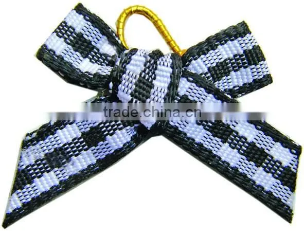 White elastic satin bows for accessories