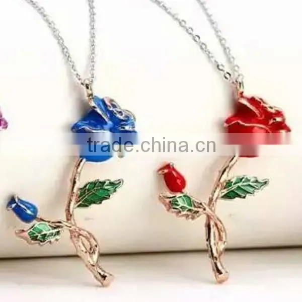 Valentine's Day gift 925 sterling silver rose flower design necklace foer women