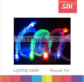 Visible Round led usb cable for samsung s3 s4 / Shinning Micro usb cable / Usb 2.0 Glowing Cable