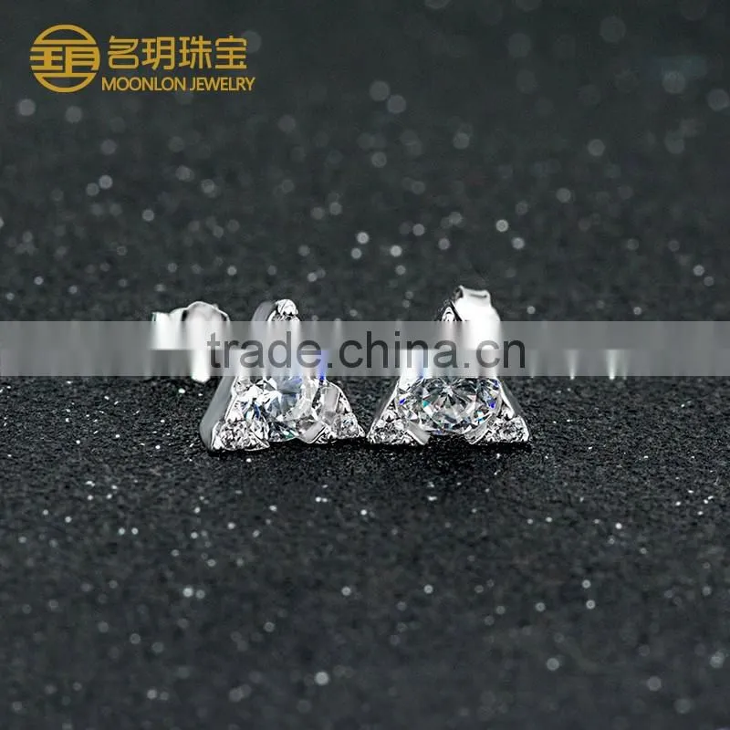 Fashion geometric figure sterling silver gemstone stud earrings for stylish women