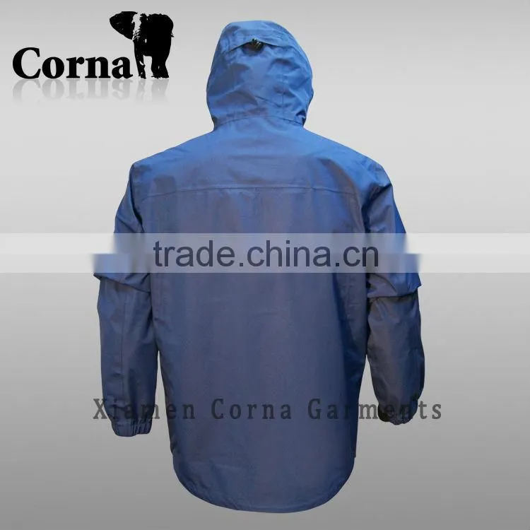3 layer Polyester fabric Lightweight Mens Trekking jacket