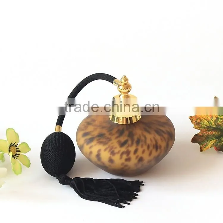 100ml hand blown modern leopard print frosted glass perfume bottle , airbag scent bottle