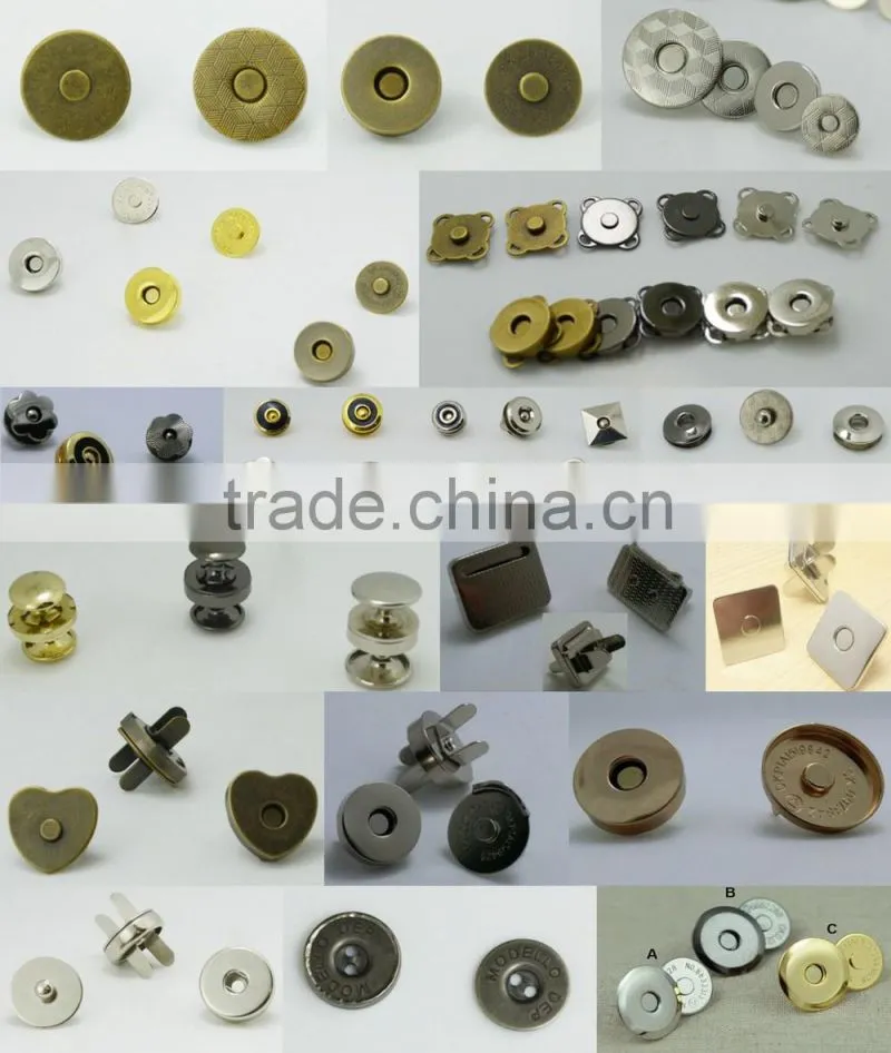 Customized plating metal 14mm snap magnet button for leather bags