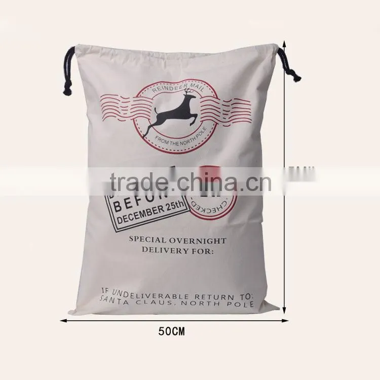 Fast shipping!Wholesale Santa sacks white red santa sack bag with drawstring Christmas Santa Claus wholesale Santa sacks