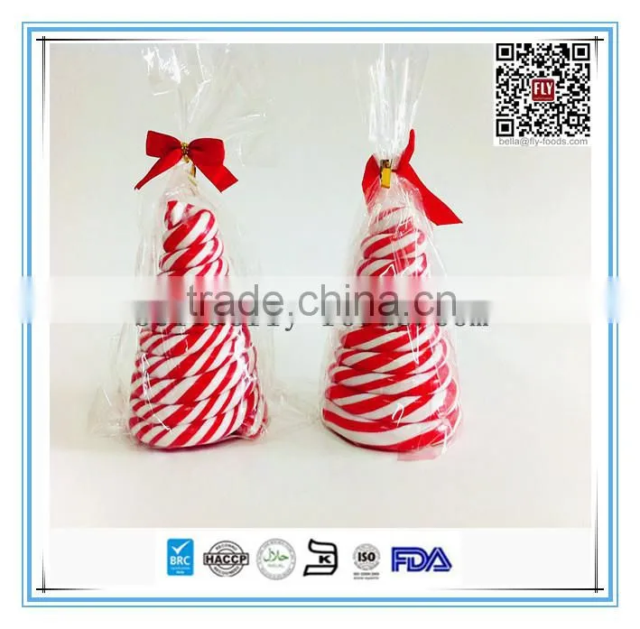 Seasonal Customized Xmas Tree Shape Individual Wrapped Hard Christmas Candy Cane