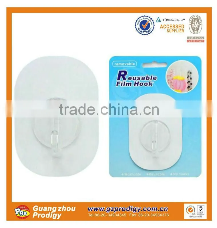 2015 self-adhesive reusable film packaging plastic hook