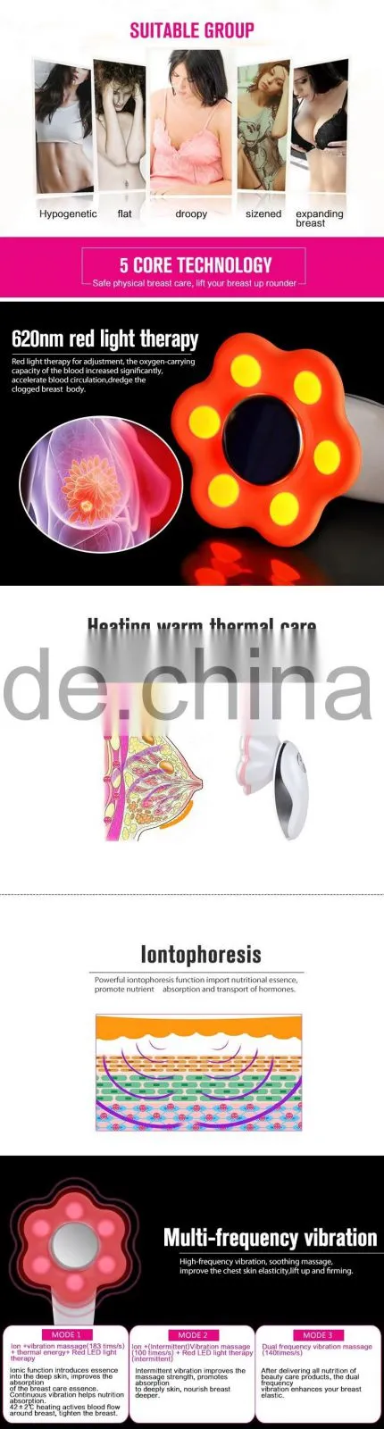 breast enlargement instruments for breast massager