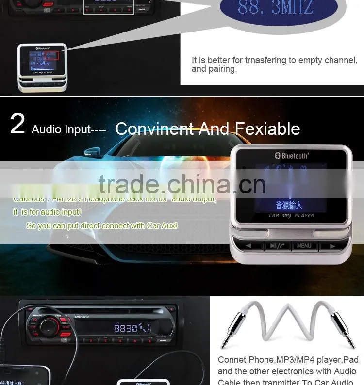Bluetooth Car Kit Handsfree MP3 Player FM Transmitter USB Charger