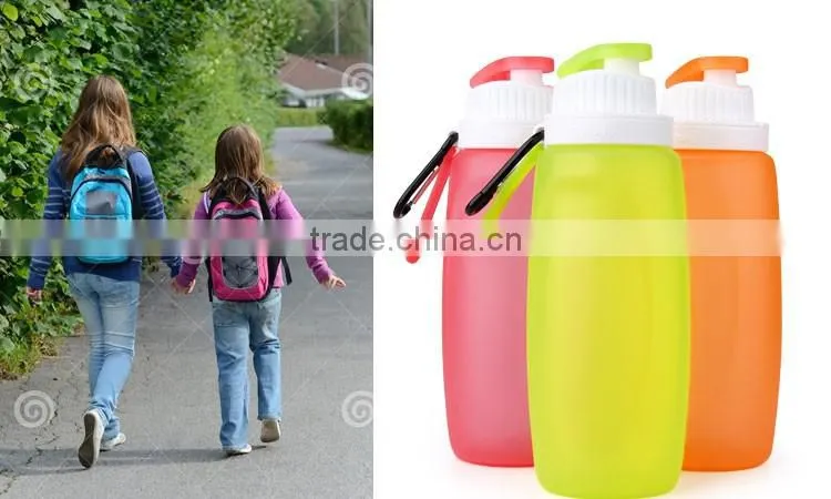2017 New Silicone Foldable Water Bottle Gym Bottles Bike Water Bottles