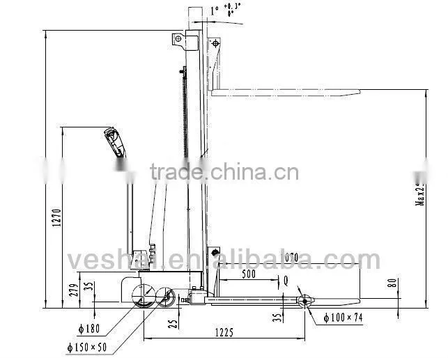 1ton 2.5meter full electric stacker VH-BST battery forklift
