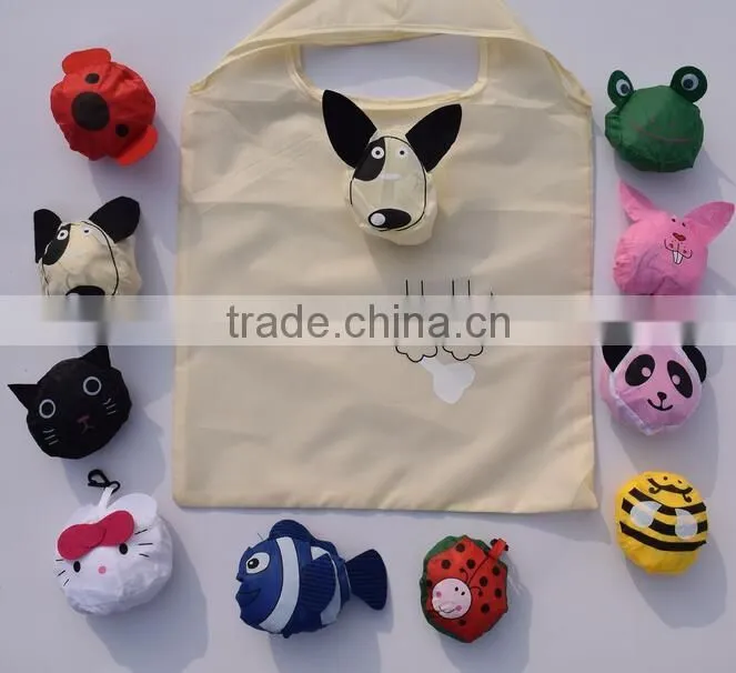 Custom promotional nylon polyester cute foldable shopping bag for advertising