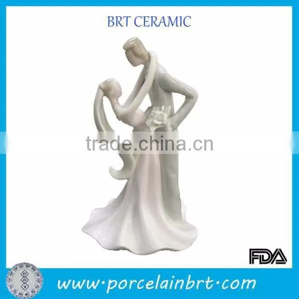 Funny Bride Groom Wedding Decoration Ceramic Cake Topper