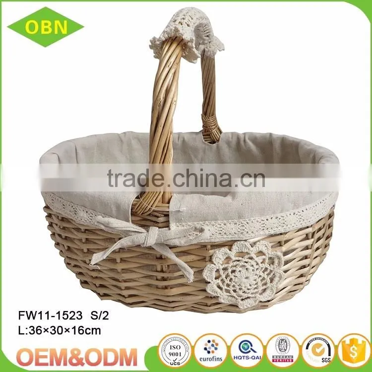 Wholesale Cheap Handmade Willow Woven Wicker Fruits Basket with Handle