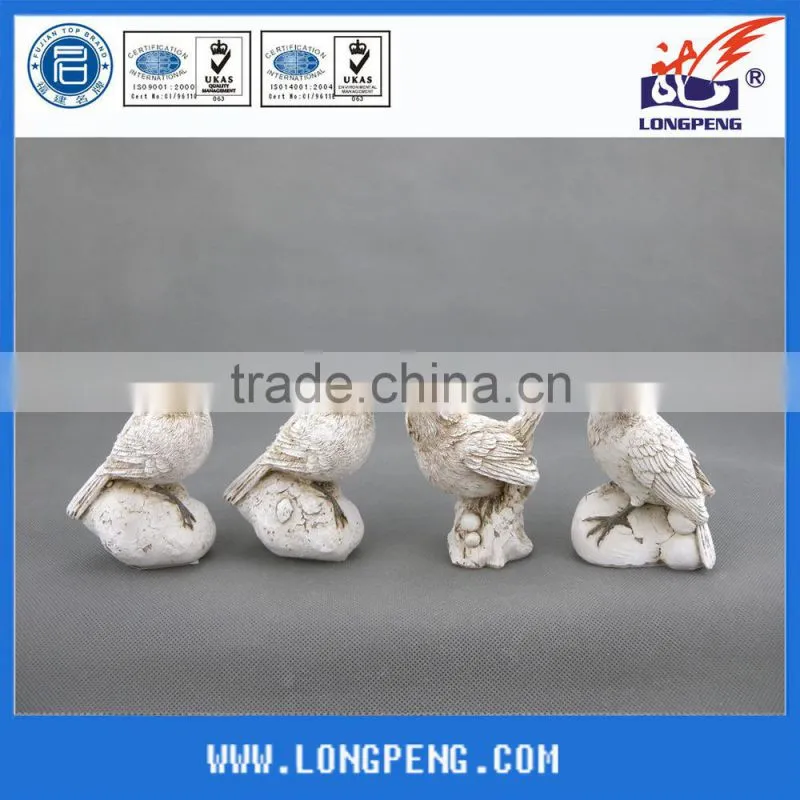 White Polyresin Bird Garden Decoration