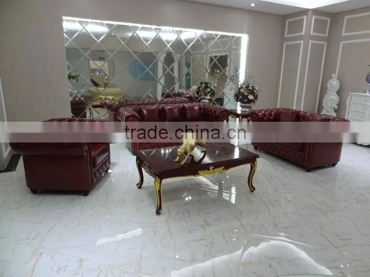 ND2603 popular UK chesterfield cheap leather studded Crystal button tuft antique living room fancy sofa home furniture set
