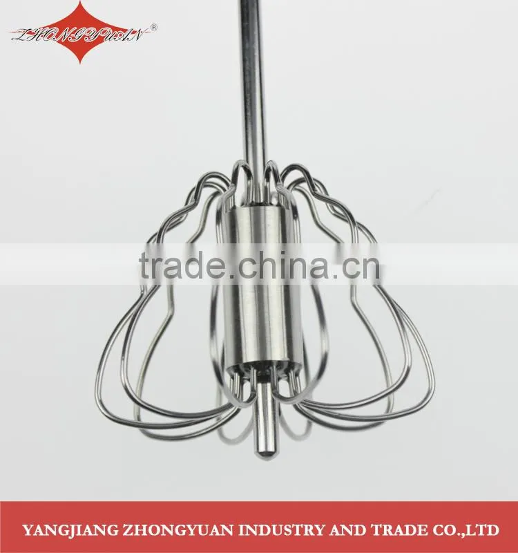 Stainless steel rotary self-mixer miracle whisk hand push 14-inch