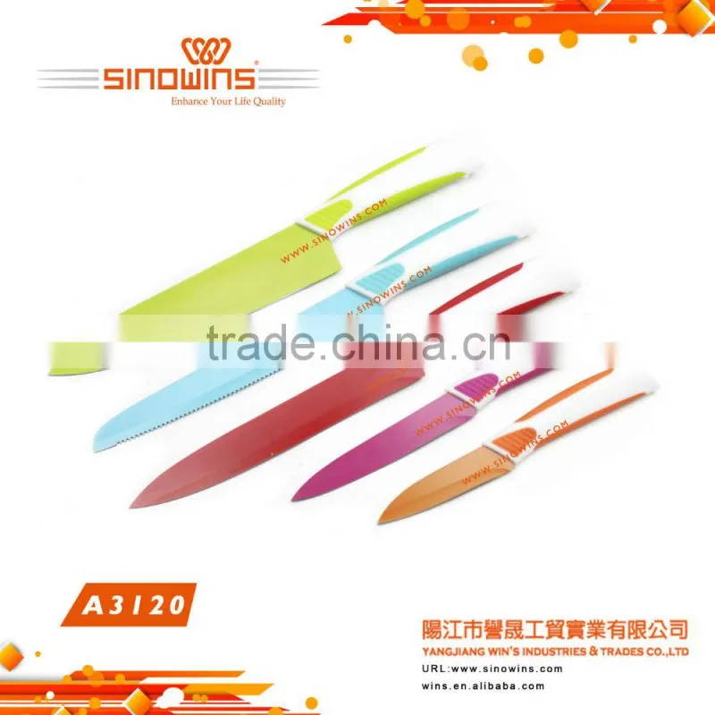 A3120 New design Hot Sale Non-stick Coating 5PCS Stainless Steel Knife Set