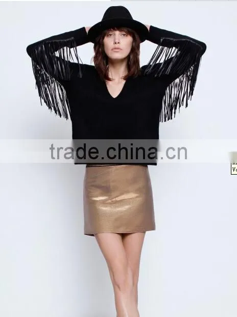 LEATHER DETAIL 90%WOOL 10%CASHMERE PULLOVER