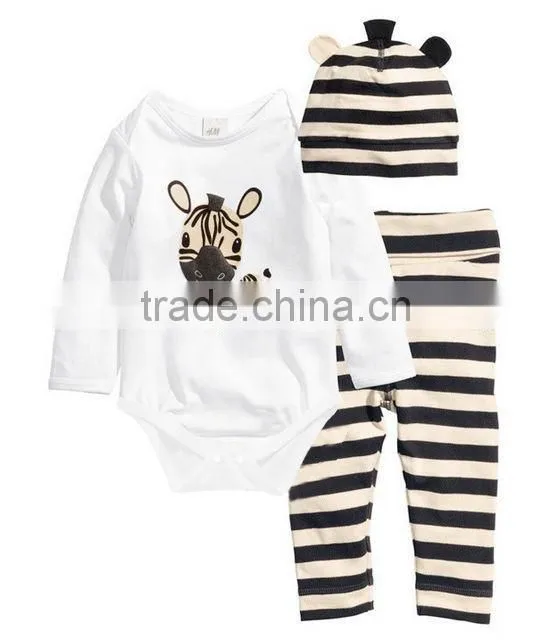 New Infant Baby Winter Bodysuit Hat Cotton Set Clothes
