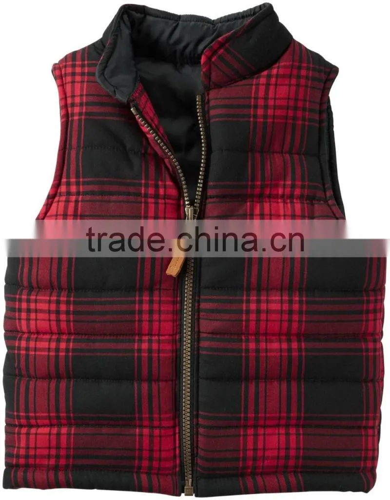 New fashion OEM Colorblock Puffer Vest baby boy clothes 2017 wholesale fancy children plaid jacket clothing