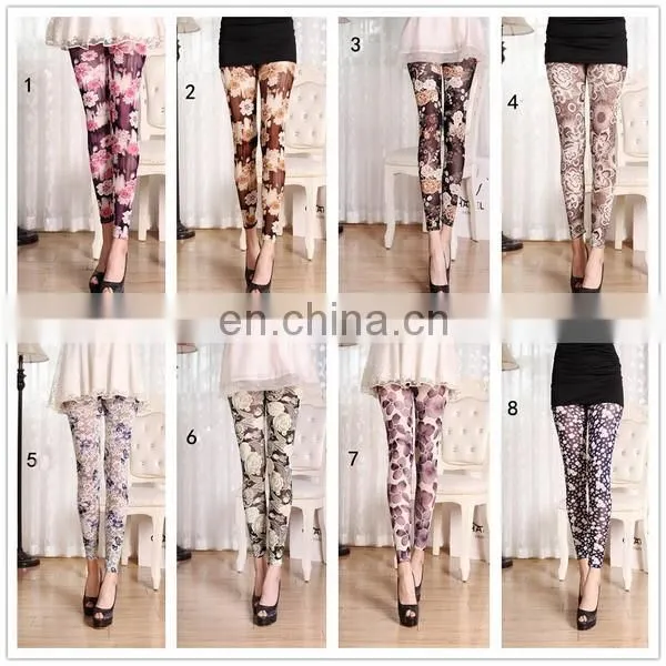 New Arrival Women 3D Digital Printing Flower Grenadine Leggings 18 Colors Wholesale