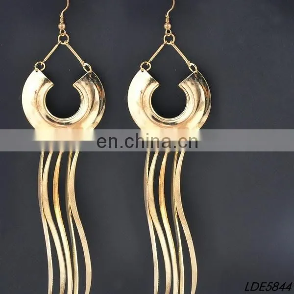 gold statement fringe earring
