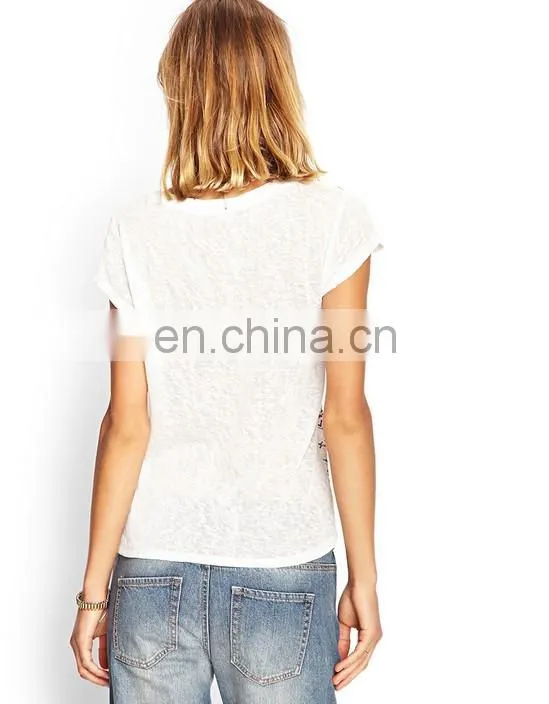 Print short sleeve casual clothing Guangzhou factory summer t shirt women