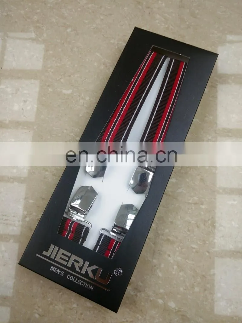 Fashion high quality 4 heavy clips mens suspenders x back adult suspenders