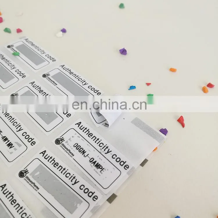 Wholesale custom scraped authenticity code adhesive stickers paper sticker with cheap price