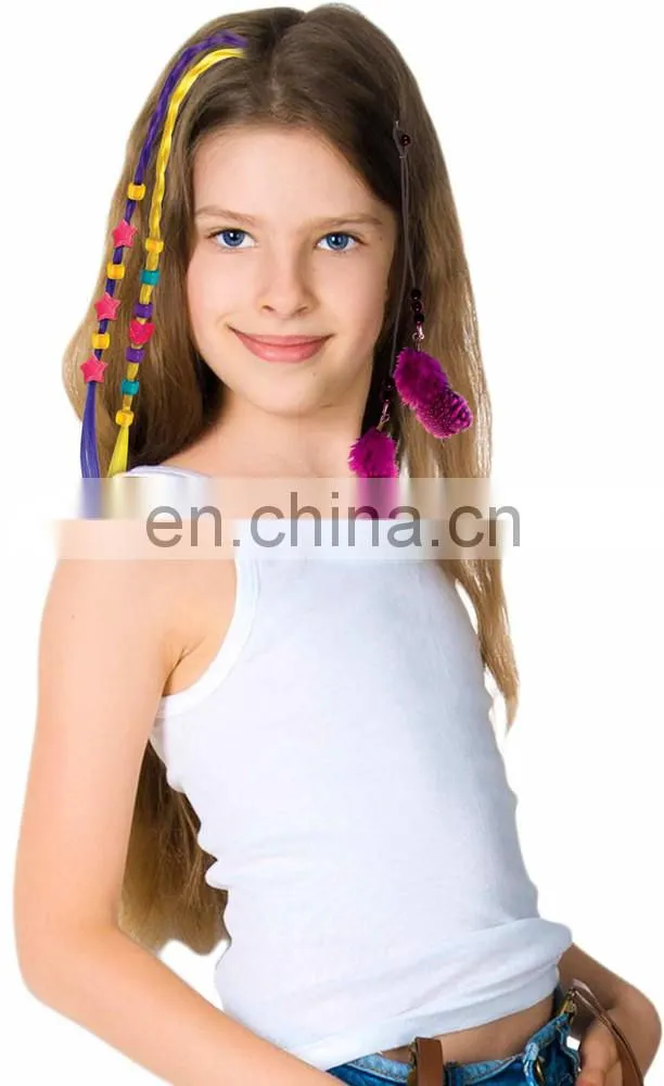 2015 new fashion DIY toy set colorful feather/synthetic clip-in hair extension for kids-1