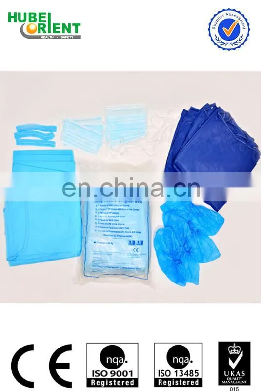 comfortable disposable surgical gown kit cap surgical gown shoe cover pp sheet
