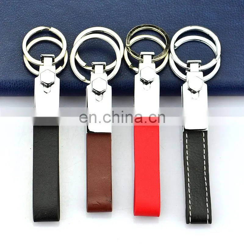 Custom logo metal and leather key chain