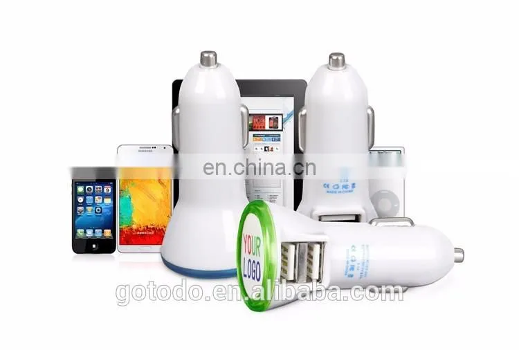 Car dual usb charger with your LOGO and LED ring, micro universal dual usb car charger