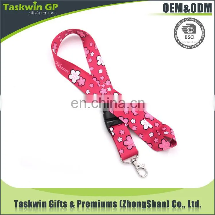 High quality silk printing polyester Safety Clip lanyard with 3D logo customize
