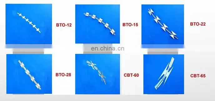 Barbed razor wire for security BTO-22 Galvanized Razor Barbed Wire Concertina Wire Coil for military