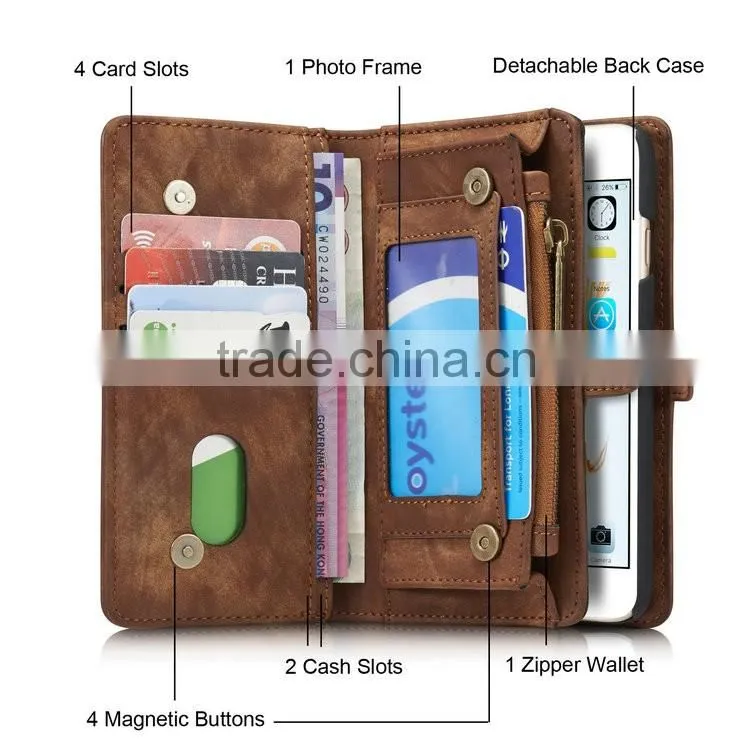 CaseMe cell phone case card holder wallet for iphone 6 genuine leather case